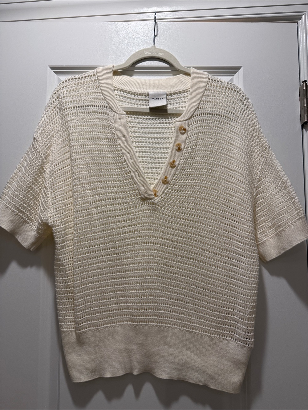 VARLEY Crochet Henley Sweater